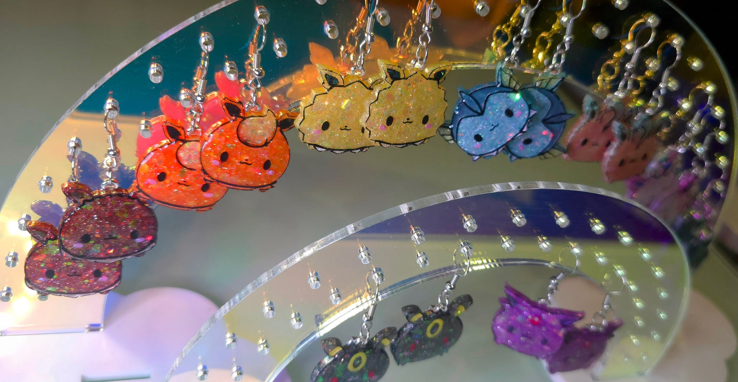 Made to Order Eeveelution Chibi Head Medium Pokemon Inspired Earrings