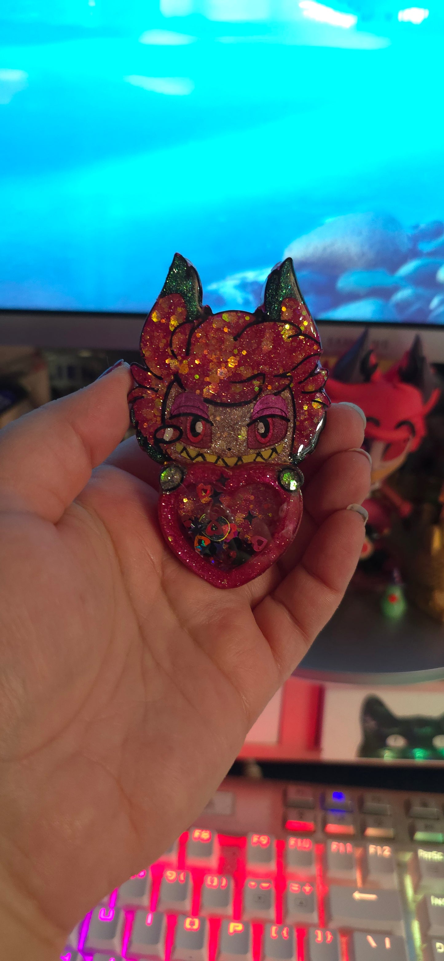 Made to Order Alastor Hazbin Hotel Inspired Heart Shaker for Popsocket Keychain Badge Reel CosPlay Cute Kawaii