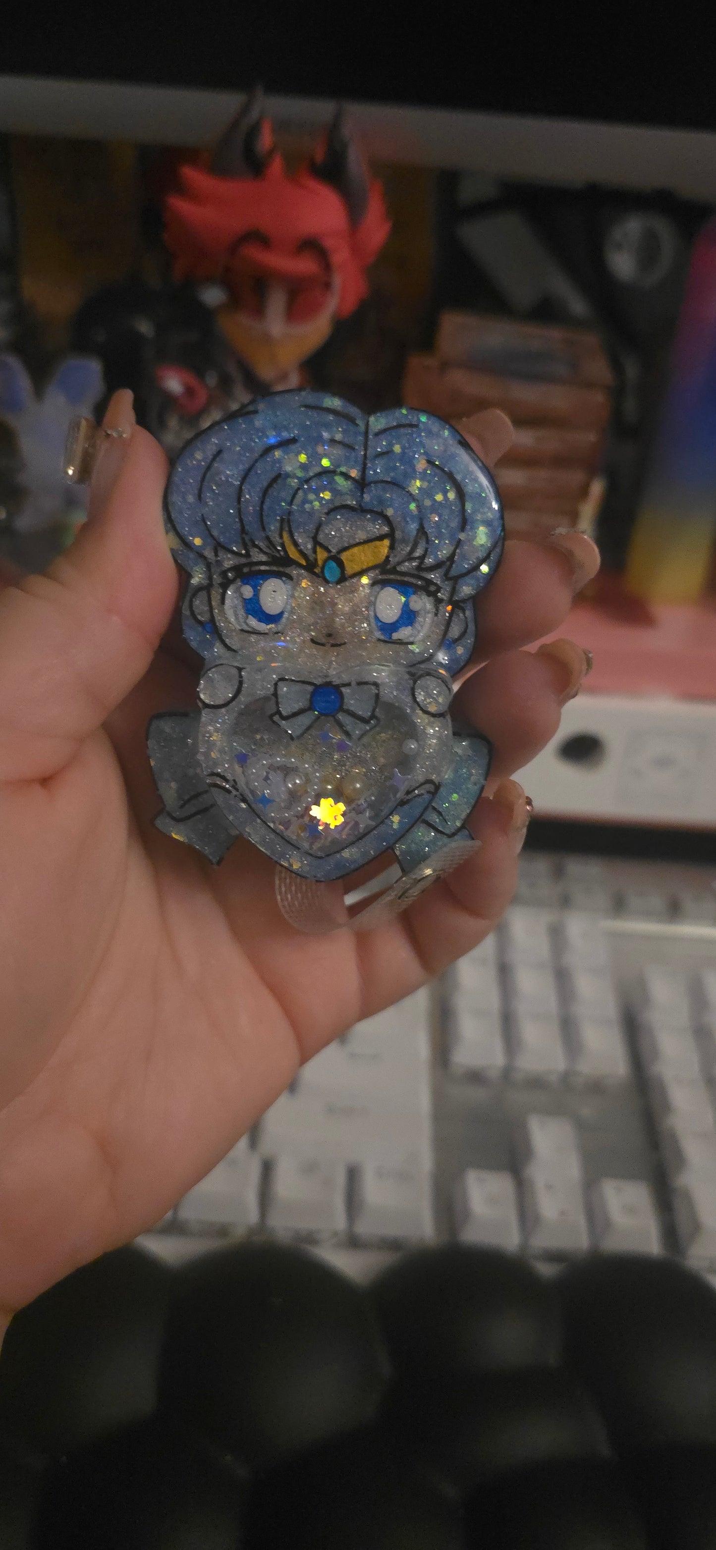 Made to Order Sailor Mercury Sailor Scout Inspired Shaker for Popsocket Keychain Badge Reel