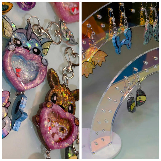 Eeveelution Keychain & Tail Earrings Bundle