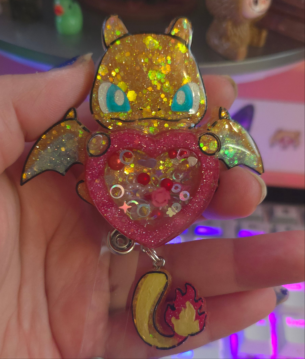 Made to Order Charizard Shaker Pokemon Inspired for Popsocket Keychain Badge Reel CosPlay Cute Kawaii