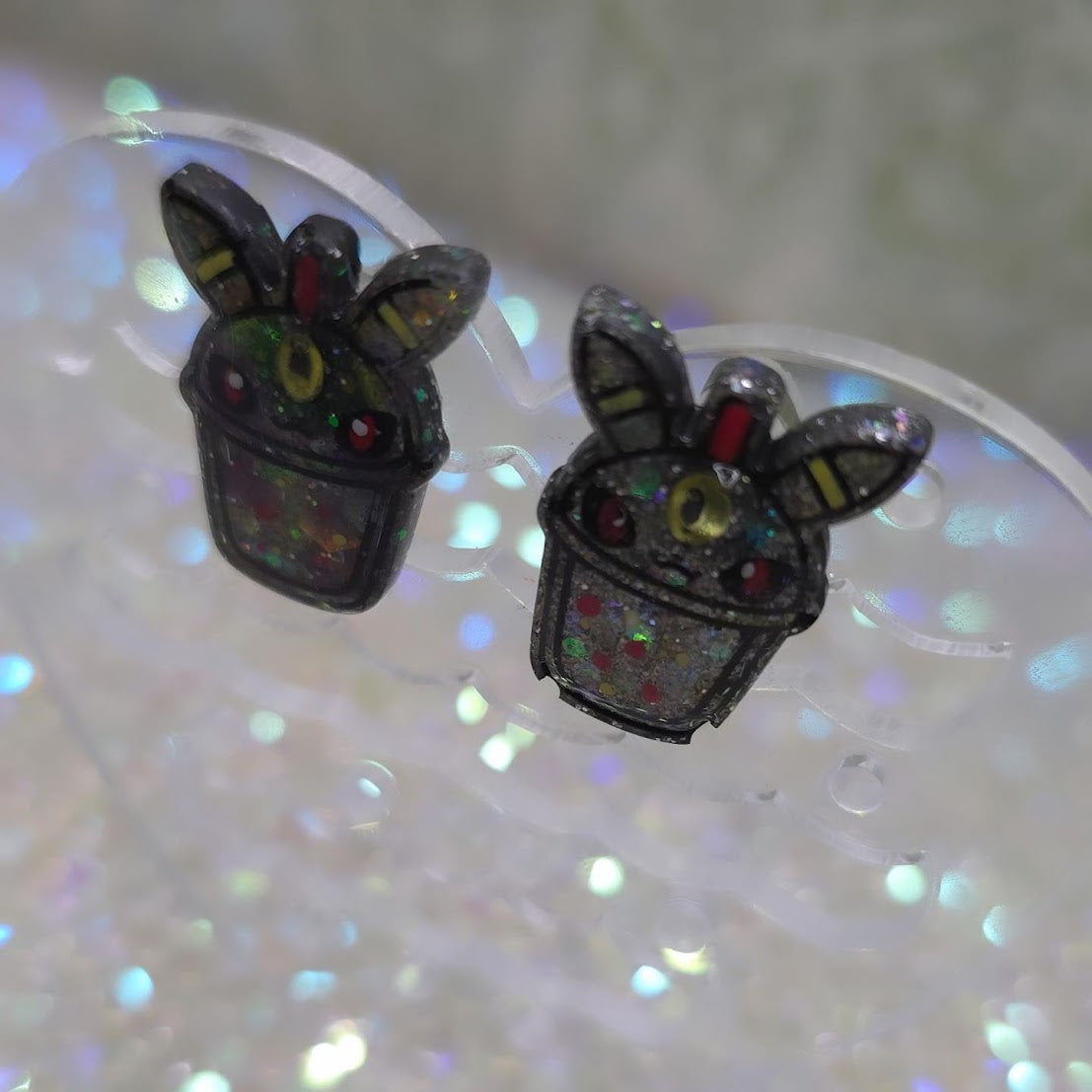 Made to Order Boba Eeveelution Pokemon Inspired Earrings Type One Black Lines