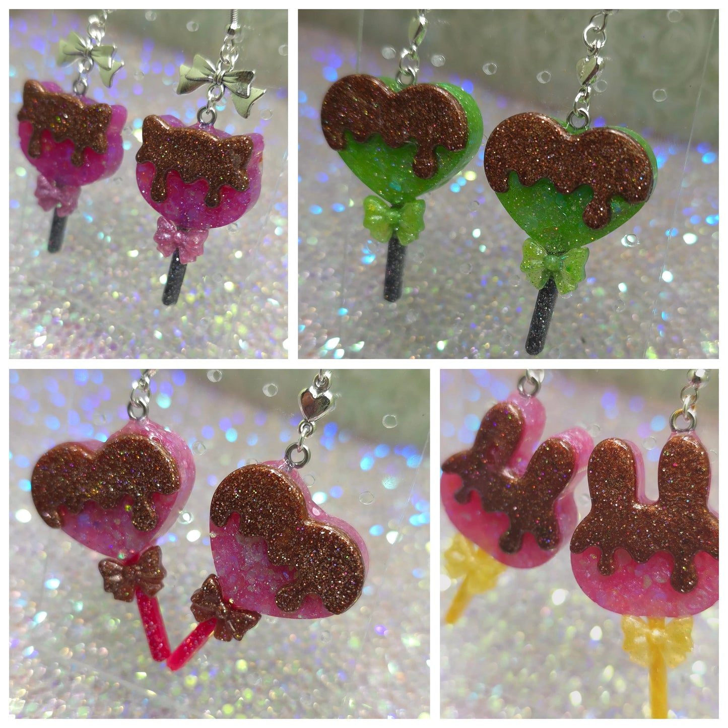 Made to Order CUSTOM Ice Cream Drop Earrings || Moon, Cat, Heart, Bunny, Sakura