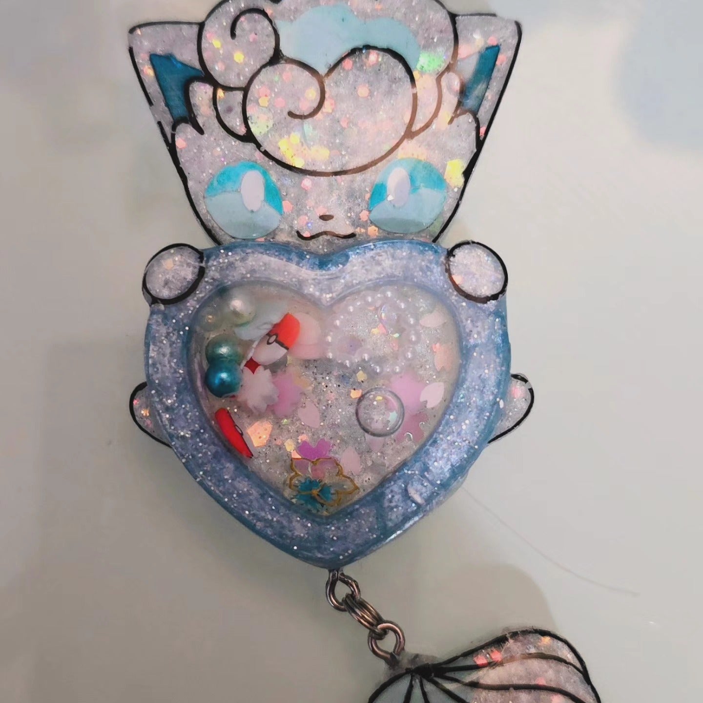 Made to Order Vulpix (Alolan) Shaker Pokemon Inspired for Popsocket Keychain Badge Reel CosPlay Cute Kawaii