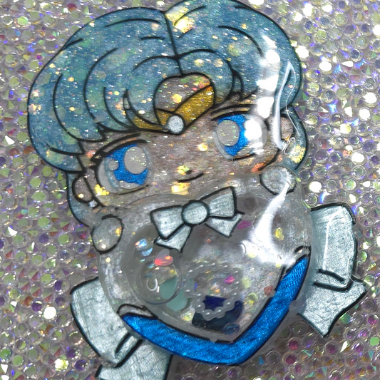 Made to Order Sailor Mercury Sailor Scout Inspired Shaker for Popsocket Keychain Badge Reel