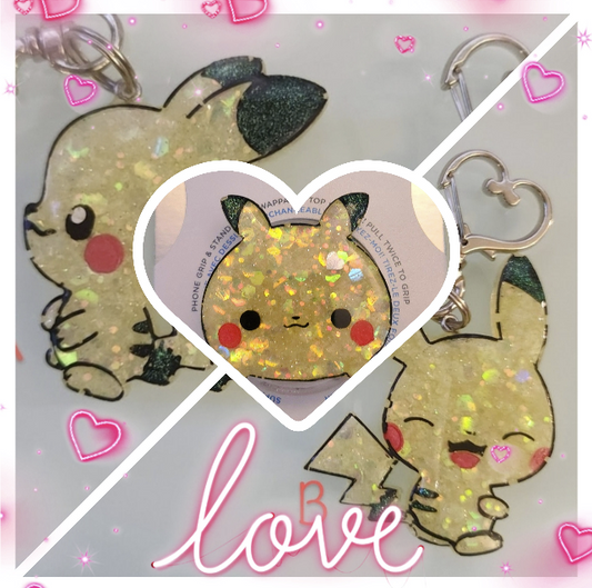 Made to Order Pikachu Pokemon Inspired for Popsocket Keychain Badge Reel CosPlay Cute Kawaii
