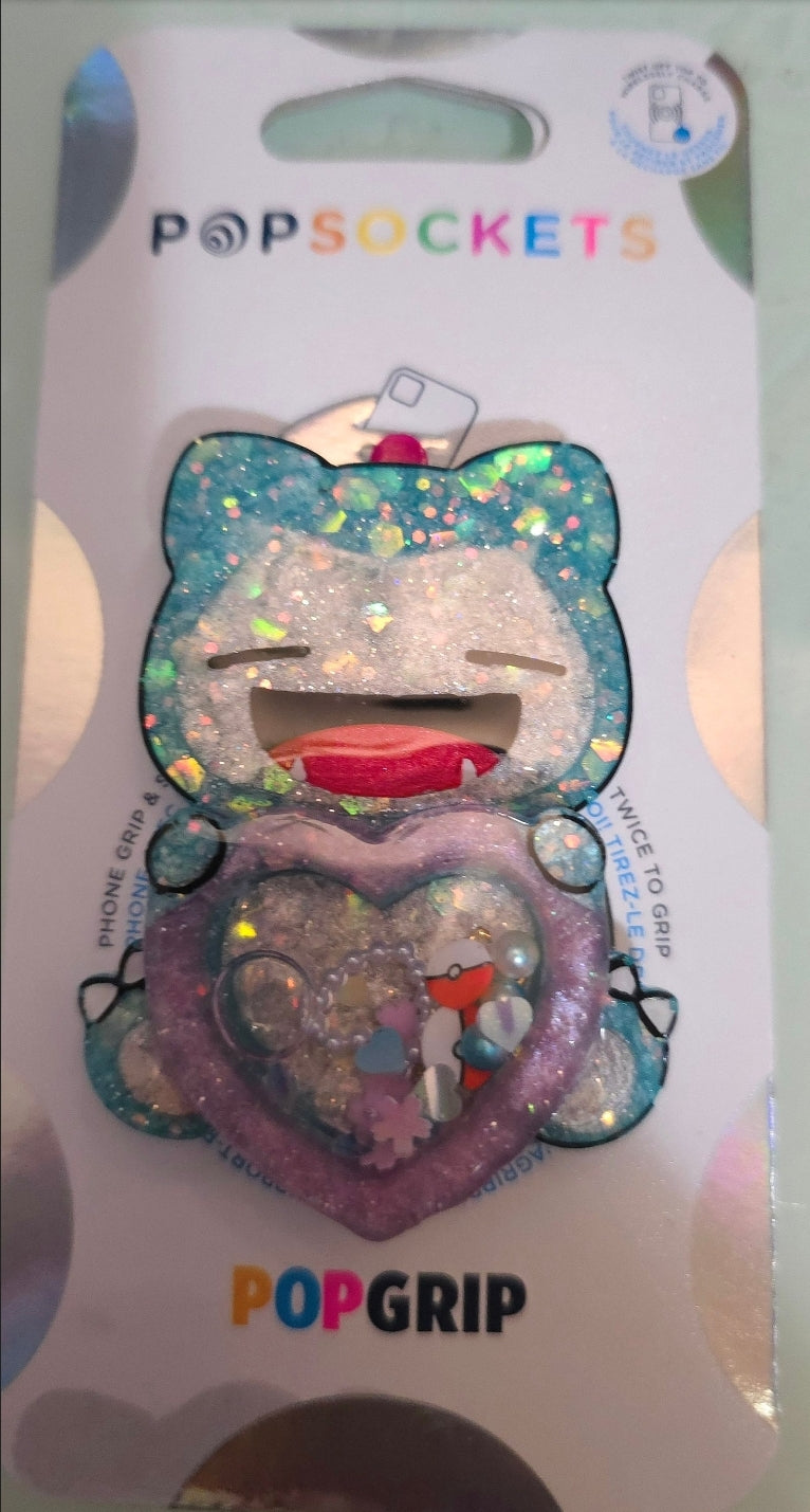 Made to Order Snorlax Shaker Pokemon Inspired for Popsocket Keychain Badge Reel CosPlay Cute Kawaii