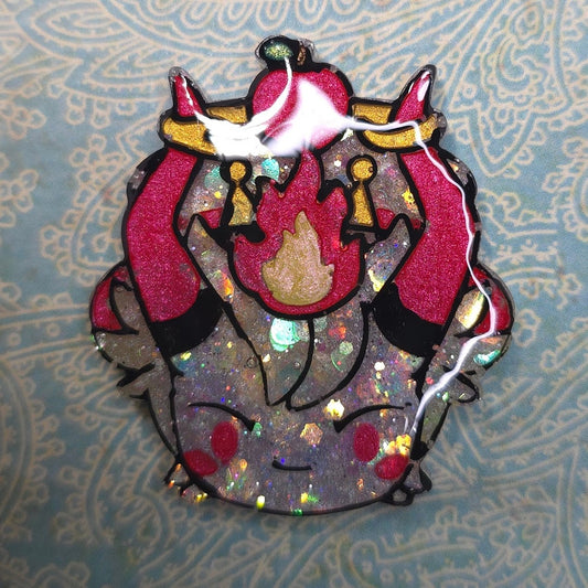 Made to Order Angry Lucifer Hazbin Hotel Inspired for Popsocket Keychain Badge Reel CosPlay Cute Kawaii