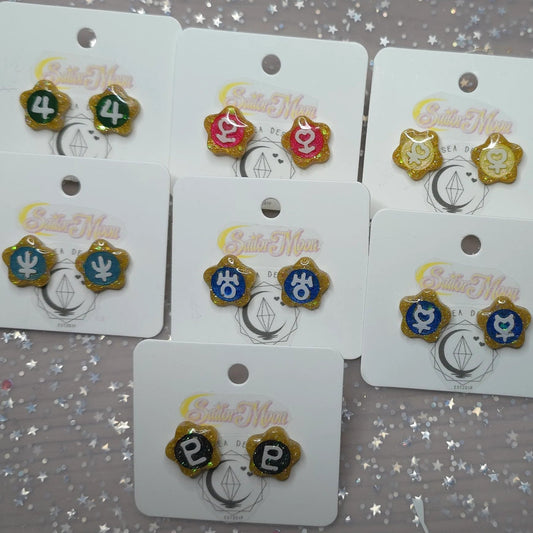Made to Order Gold SMALL Sailor Moon Sailor Scout Inspired Earrings Venus Mercury Mars Jupiter Neptune Uranus Pluto Saturn