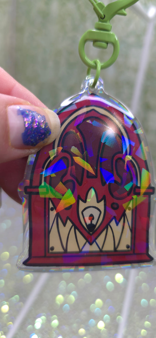 Acrylic Keychain Reversable Alastor Radio Holographic Resin Topped