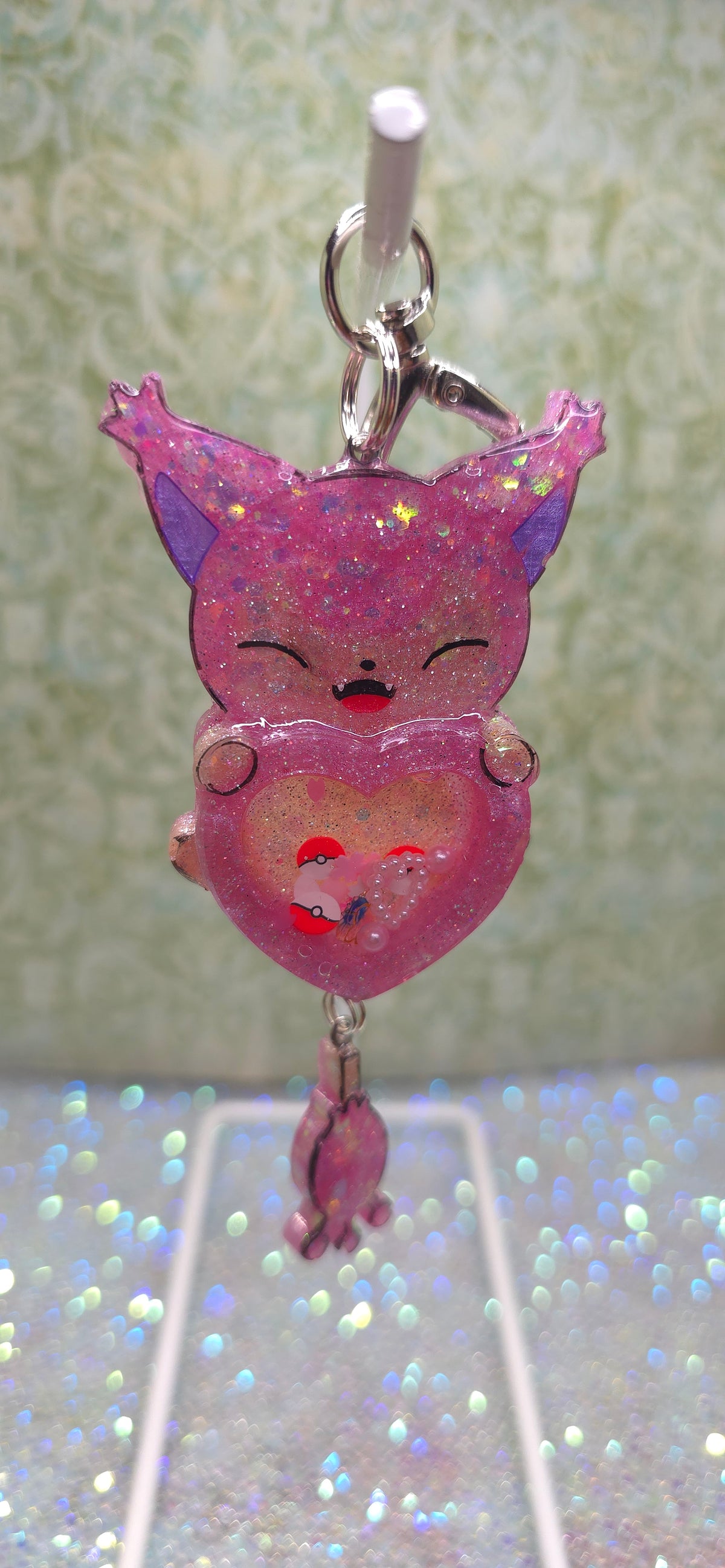 Made to Order Skitty Shaker Pokemon Inspired for Popsocket Keychain Badge Reel CosPlay Cute Kawaii