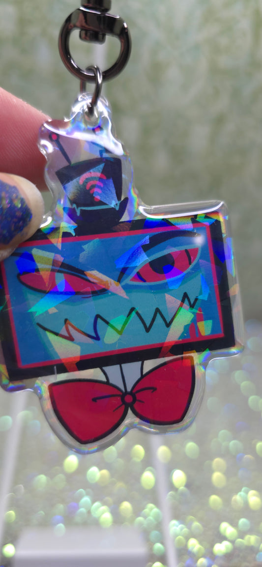 Acrylic Keychain Reversable Vox Holographic Resin Topped