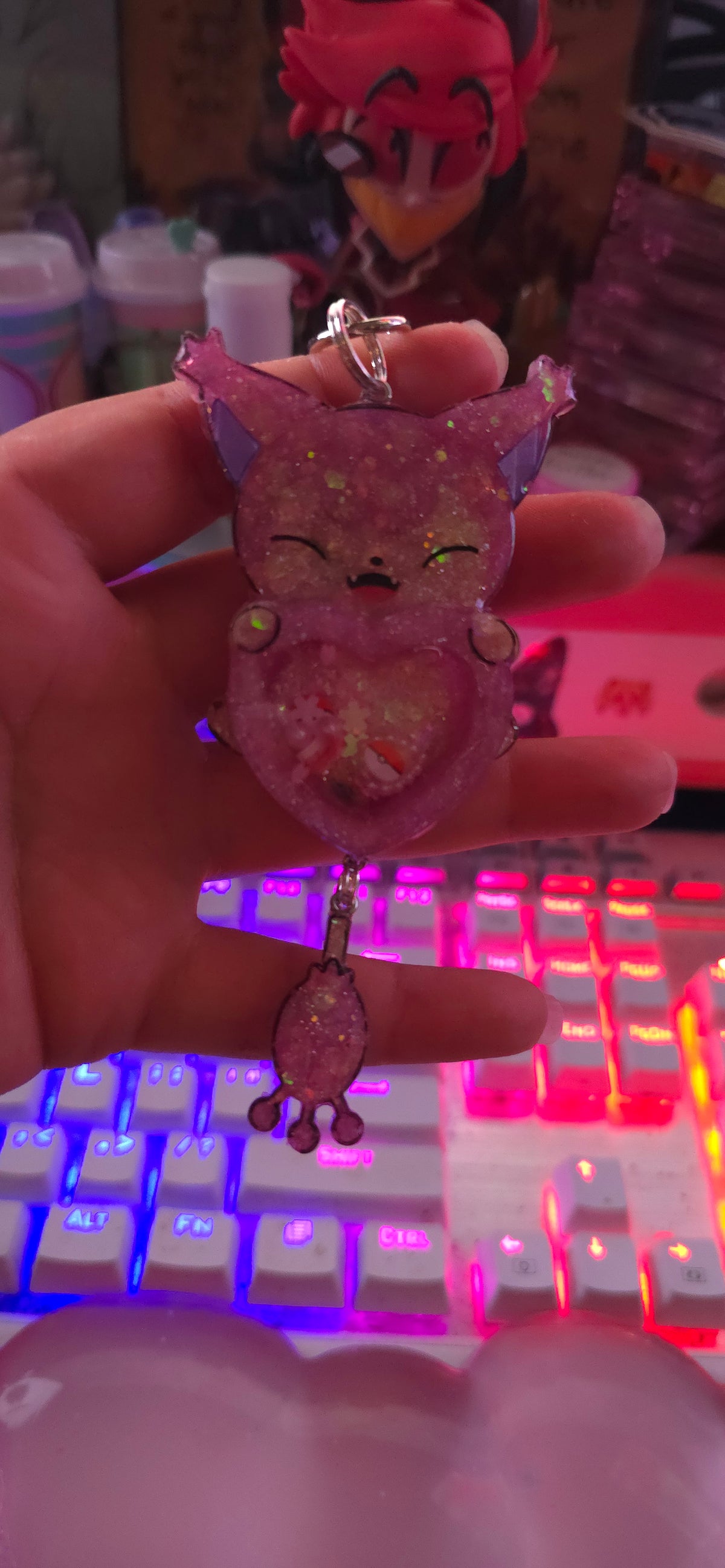 Made to Order Skitty Shaker Pokemon Inspired for Popsocket Keychain Badge Reel CosPlay Cute Kawaii